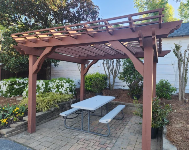 backyard patio with pergola