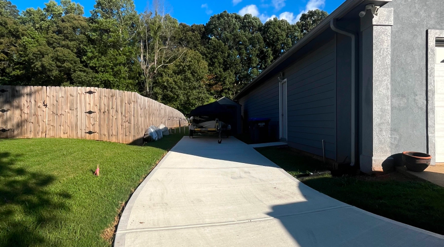 newly installed concrete driveway